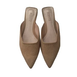 BOGO FREE! Schutz nude suede slide mules pointed toe sz 8.5